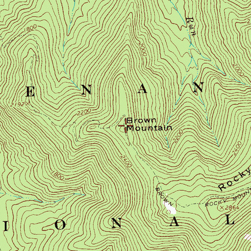 Topographic Map of Brown Mountain, VA