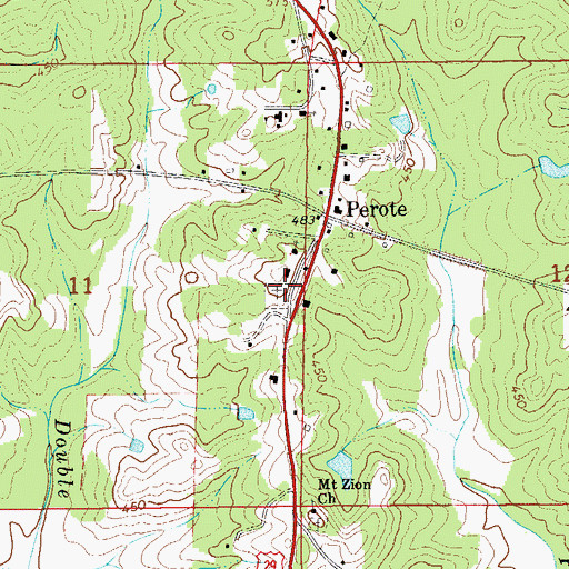 Topographic Map of Perote Cemetery, AL