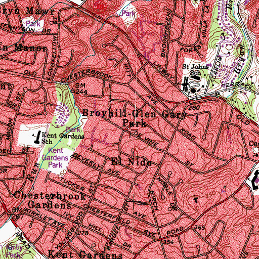 Topographic Map of Broyhill-Glen Gary Park, VA