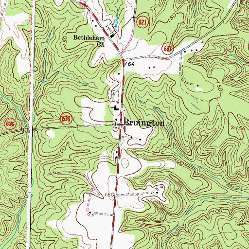 Topographic Map of Bruington, VA