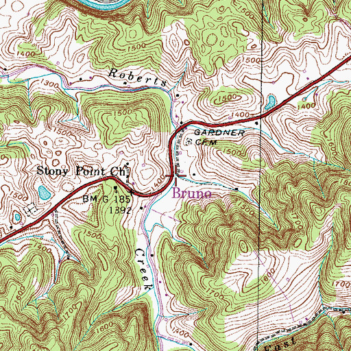Topographic Map of Bruno, VA