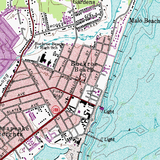 Topographic Map of Buckroe Beach, VA