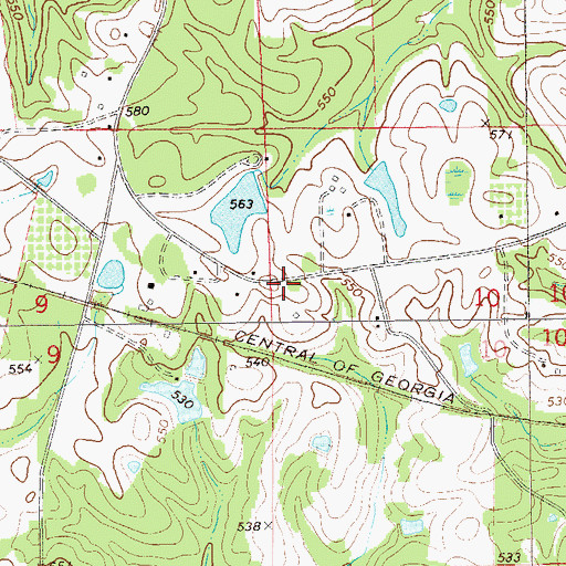 Topographic Map of Ridgeley Cemetery, AL