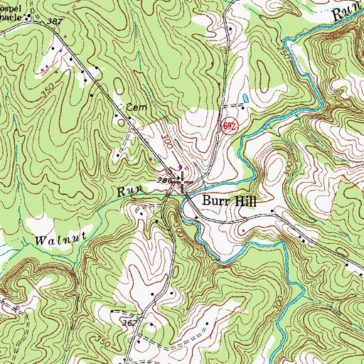 Topographic Map of Burr Hill, VA