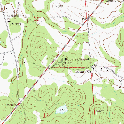 Topographic Map of Rogers Chapel, AL