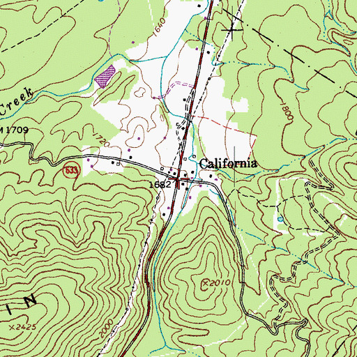 Topographic Map of California, VA