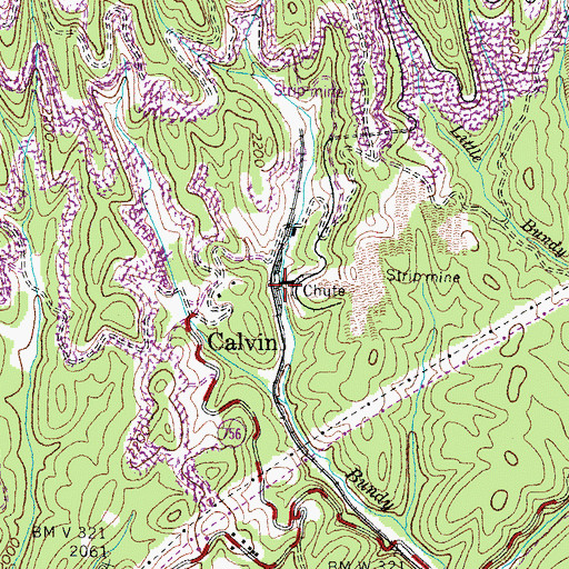 Topographic Map of Calvin, VA