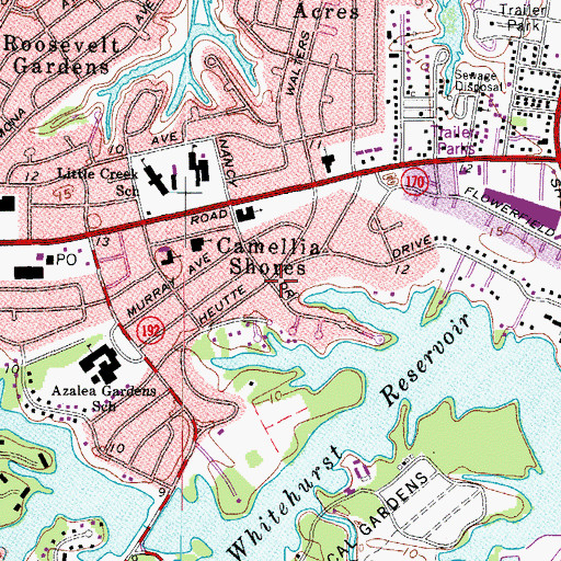 Topographic Map of Camellia Shores, VA