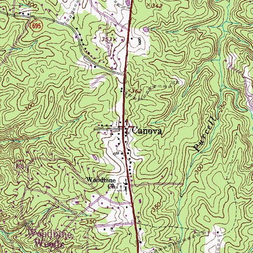 Topographic Map of Canova, VA