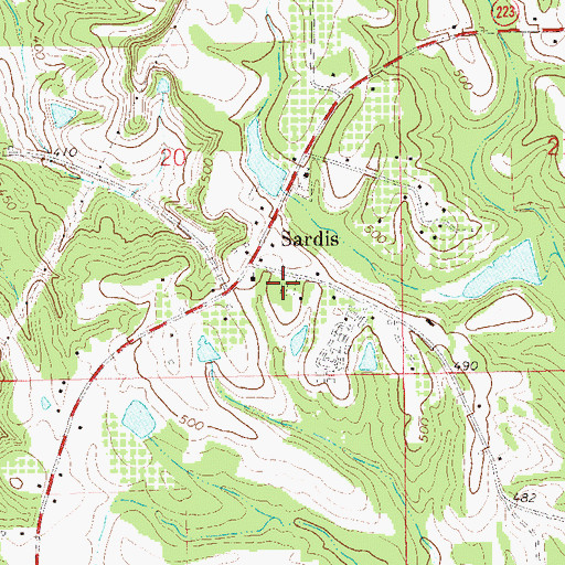 Topographic Map of Sardis Cemetery, AL