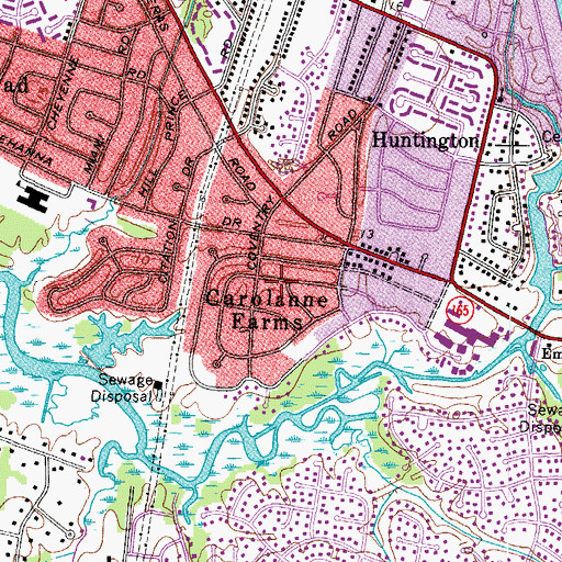 Topographic Map of Carolanne Farms, VA