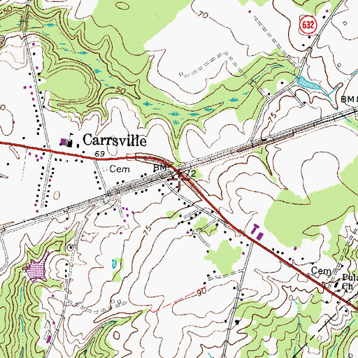 Topographic Map of Carrsville, VA