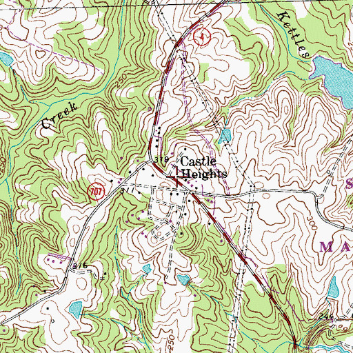 Topographic Map of Castle Heights, VA