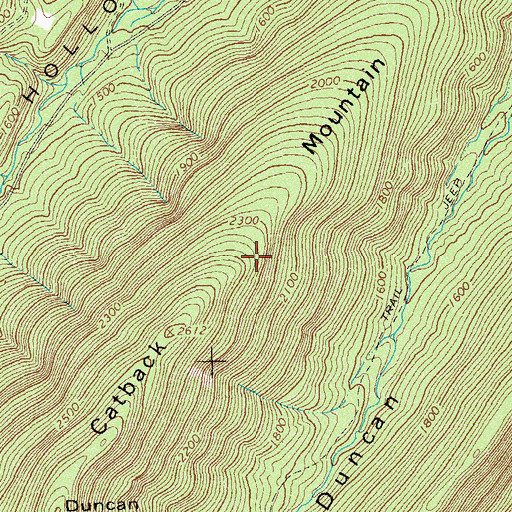 Topographic Map of Catback Mountain, VA