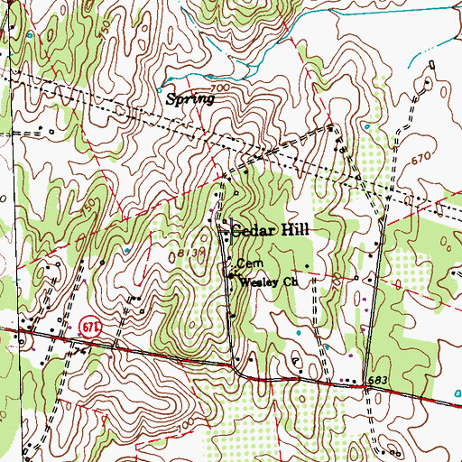 Topographic Map of Cedar Hill, VA