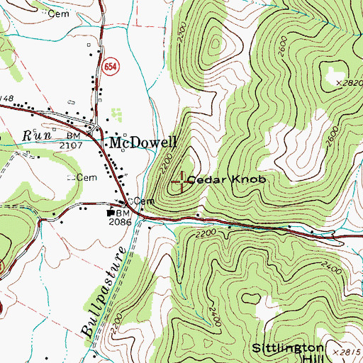 Topographic Map of Cedar Knob, VA