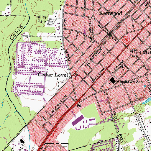 Topographic Map of Cedar Level, VA