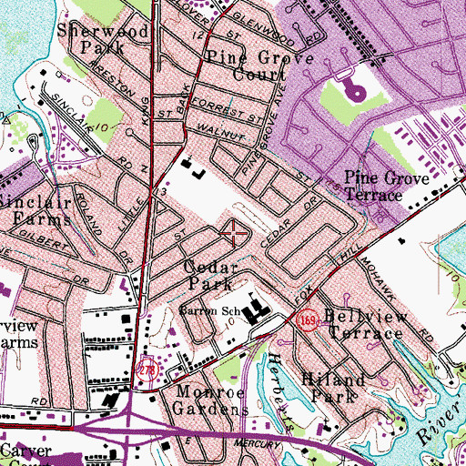 Topographic Map of Cedar Park, VA