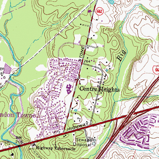 Topographic Map of Centre Heights, VA