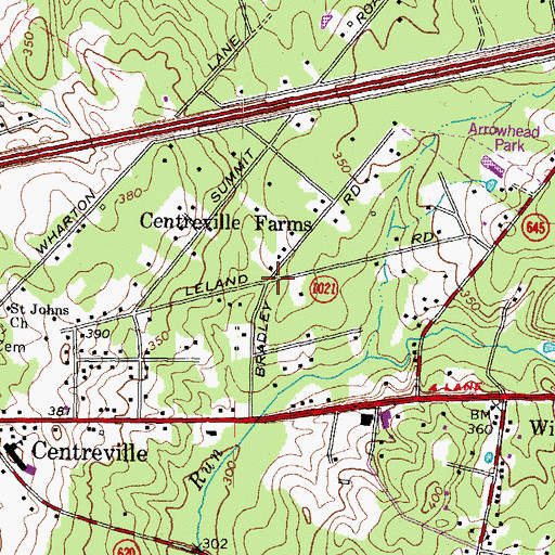 Topographic Map of Centreville Farms, VA