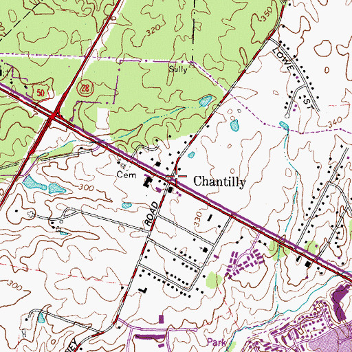 Topographic Map of Chantilly, VA