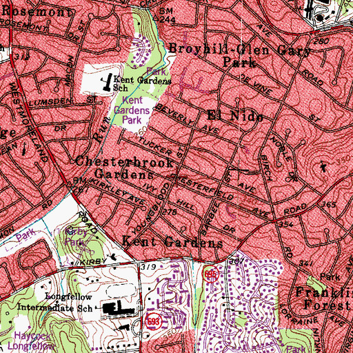 Topographic Map of Chesterbrook Gardens, VA