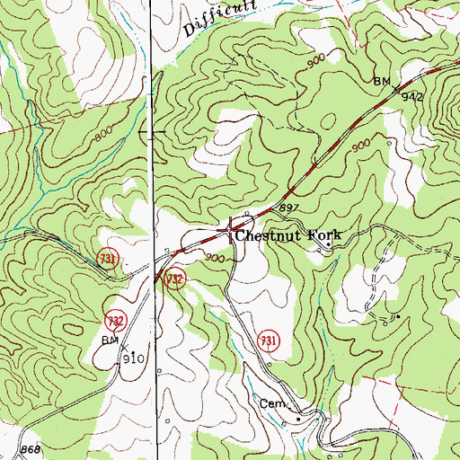 Topographic Map of Chestnut Fork, VA