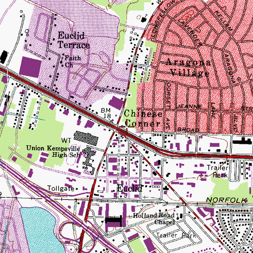 Topographic Map of Chinese Corner, VA