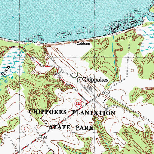 Topographic Map of Chippokes, VA