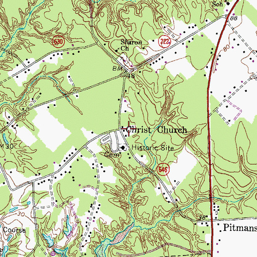 Topographic Map of Christ Church, VA