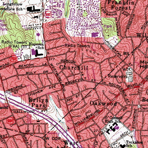 Topographic Map of Churchill, VA