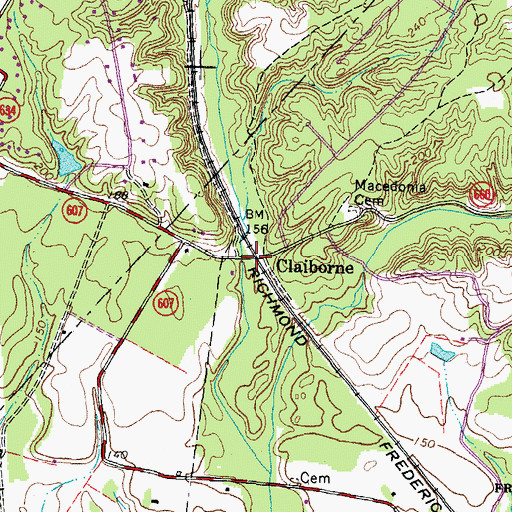 Topographic Map of Claiborne, VA
