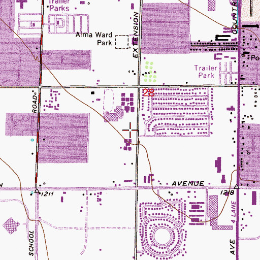 Topographic Map of Powell Estates Subdivision Water Retention Basin, AZ