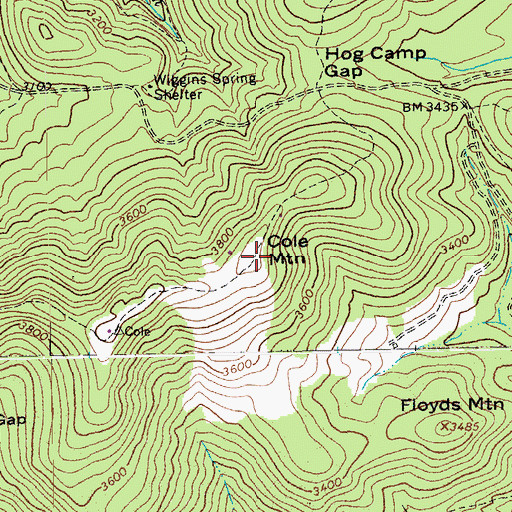 Topographic Map of Cole Mountain, VA