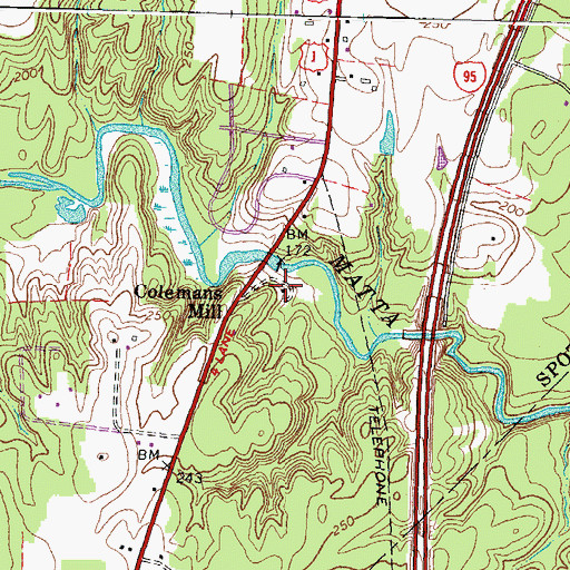 Topographic Map of Colemans Mill, VA