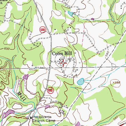Topographic Map of Coles Hill, VA