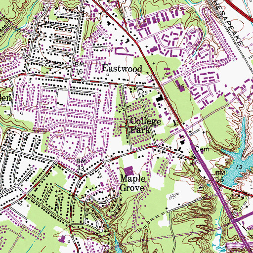 Topographic Map of College Park, VA
