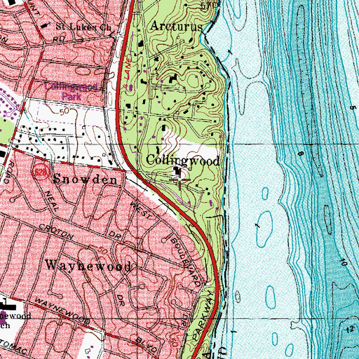 Topographic Map of Collingwood, VA