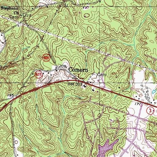 Topographic Map of Comorn, VA