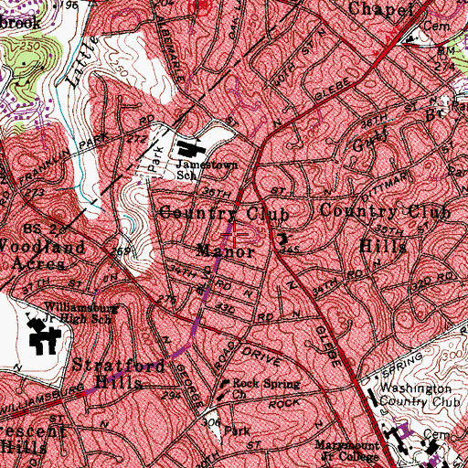 Topographic Map of Country Club Manor, VA