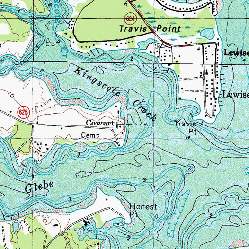 Topographic Map of Cowart, VA