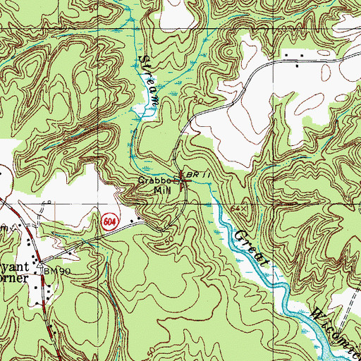 Topographic Map of Crabbe Mill, VA