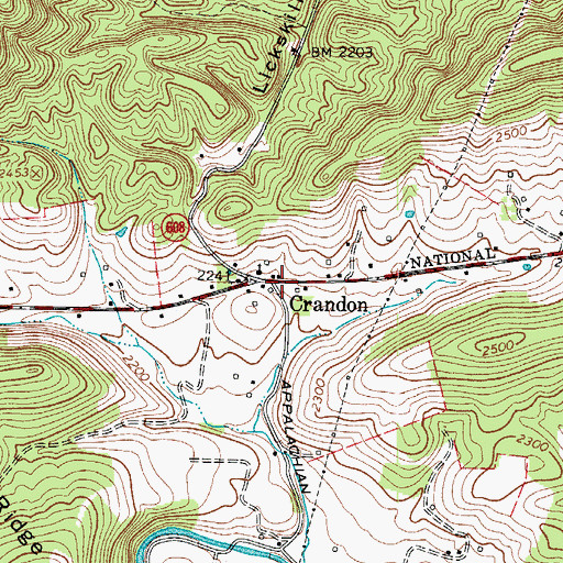 Topographic Map of Crandon, VA