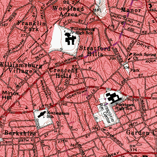 Topographic Map of Crescent Hills, VA