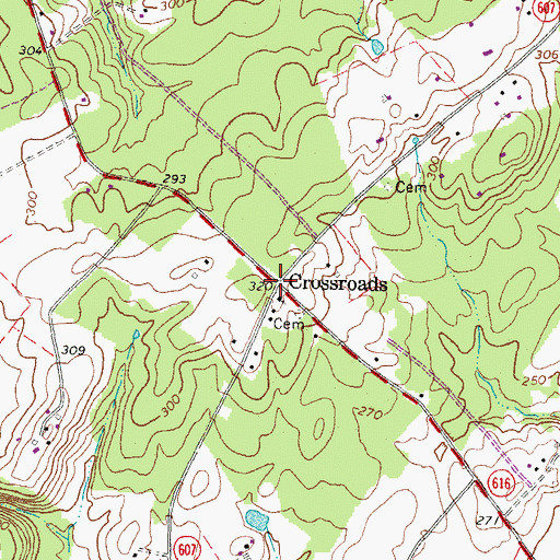 Topographic Map of Crossroads, VA