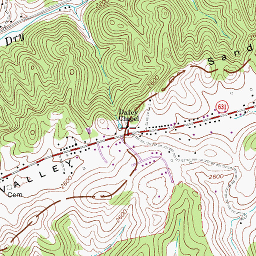 Topographic Map of Dailey Chapel, VA