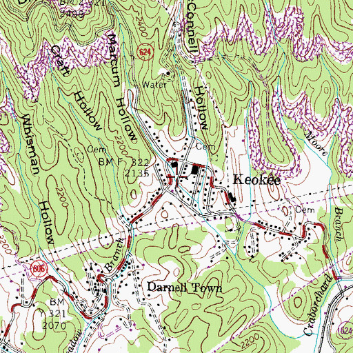 Topographic Map of Darnell Town, VA