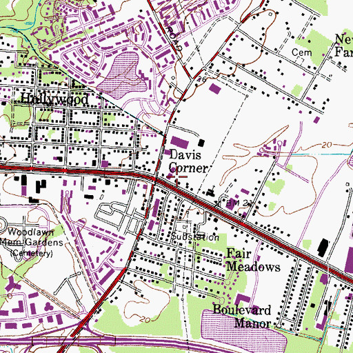 Topographic Map of Davis Corner, VA