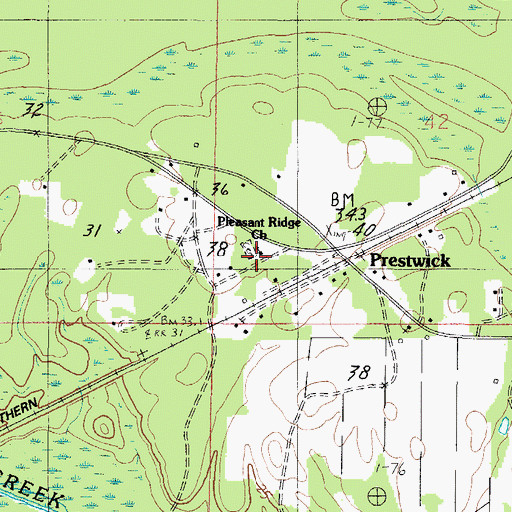 Topographic Map of Prestwick High School (historical), AL