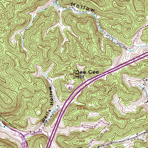 Topographic Map of Dee Cee Hill, VA